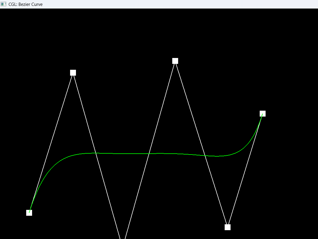 Level 0 - the 6 original control points and the completed Bezier curve